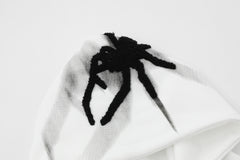 Loose Spider Print Embroidered Hoodie