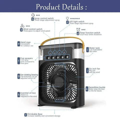 3-in-1 Portable Air Cooler – Personal USB Fan, Water Mist Humidifier & LED Night Light