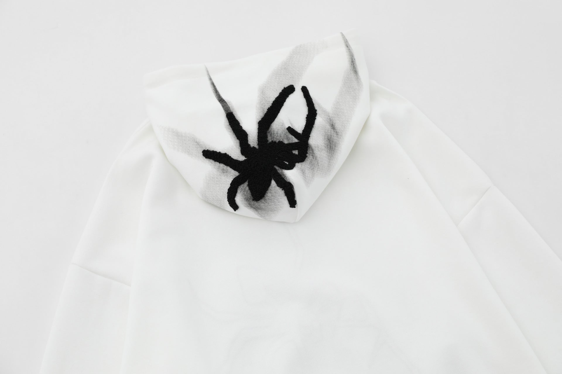 Loose Spider Print Embroidered Hoodie